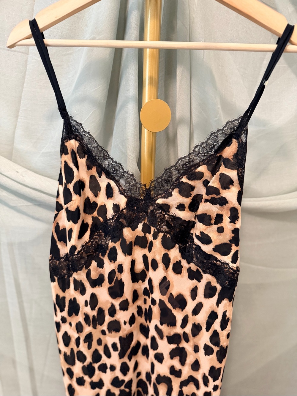 Victoria's Secret Leopard-Print Maxi Slip Dress with Black Lace - Picture 3 of 6